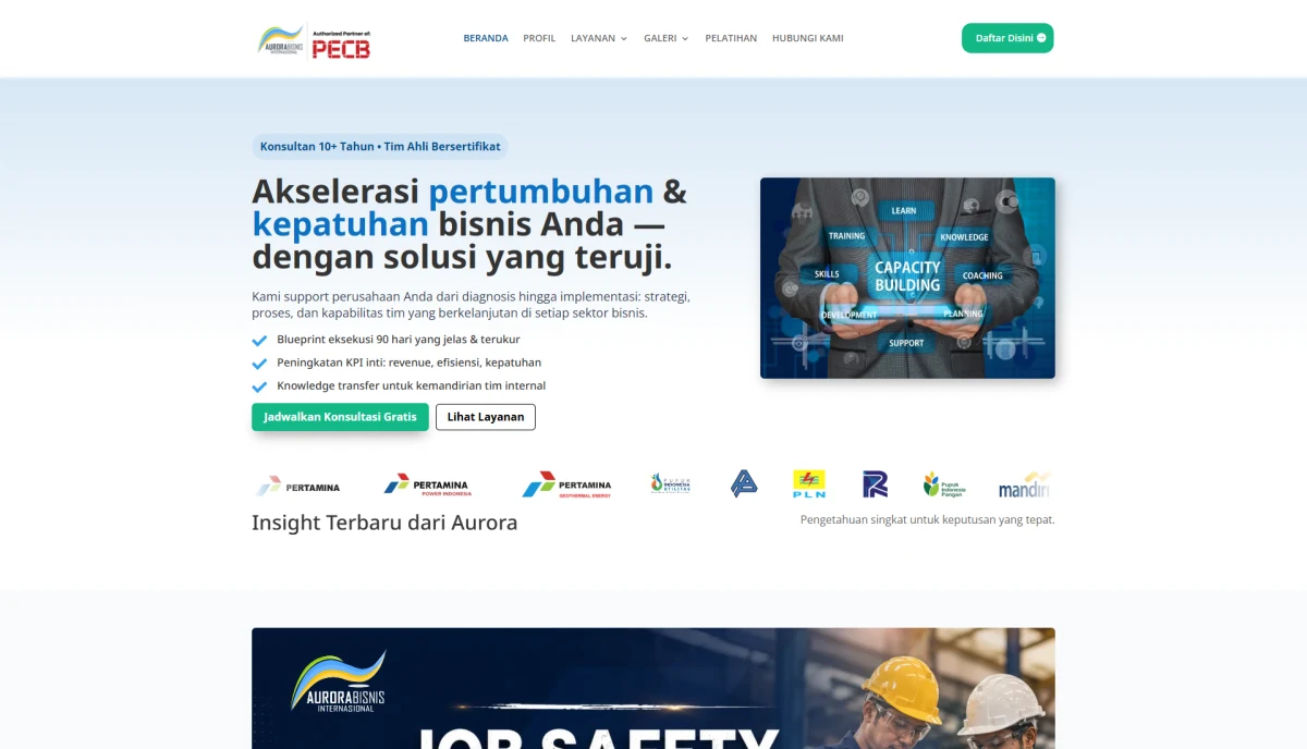 Aurora Bisnis Website Screenshot
